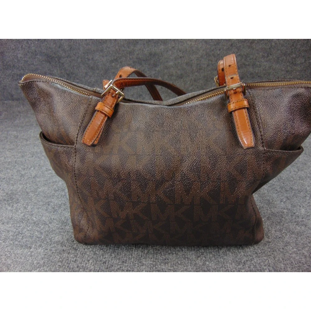 Michael Kors Jet Set Tote Brown Monogram Logo Shoulder Bag